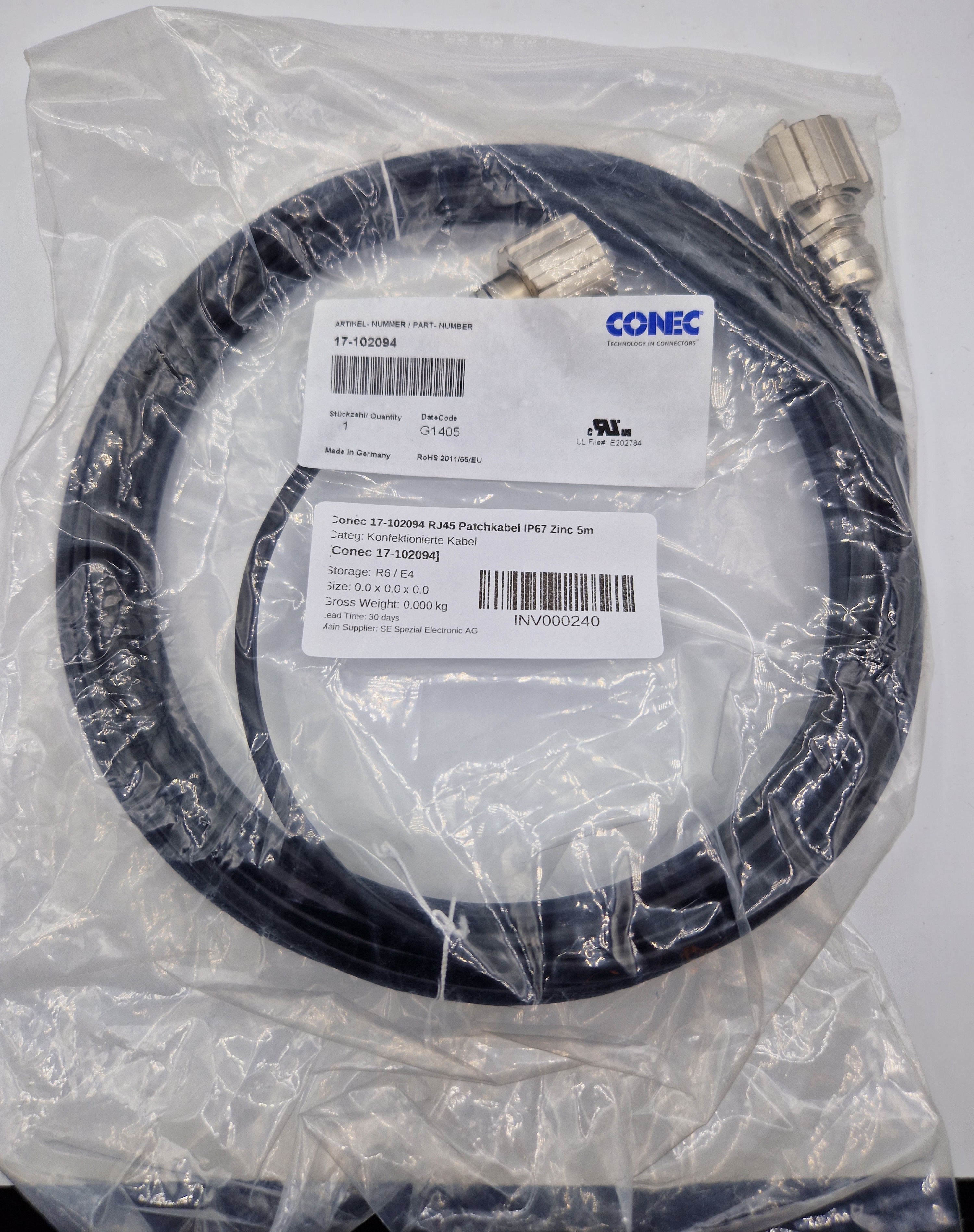 CONEC 17-102094 IP67 outdoor Ethernet cable 5m CAT5e