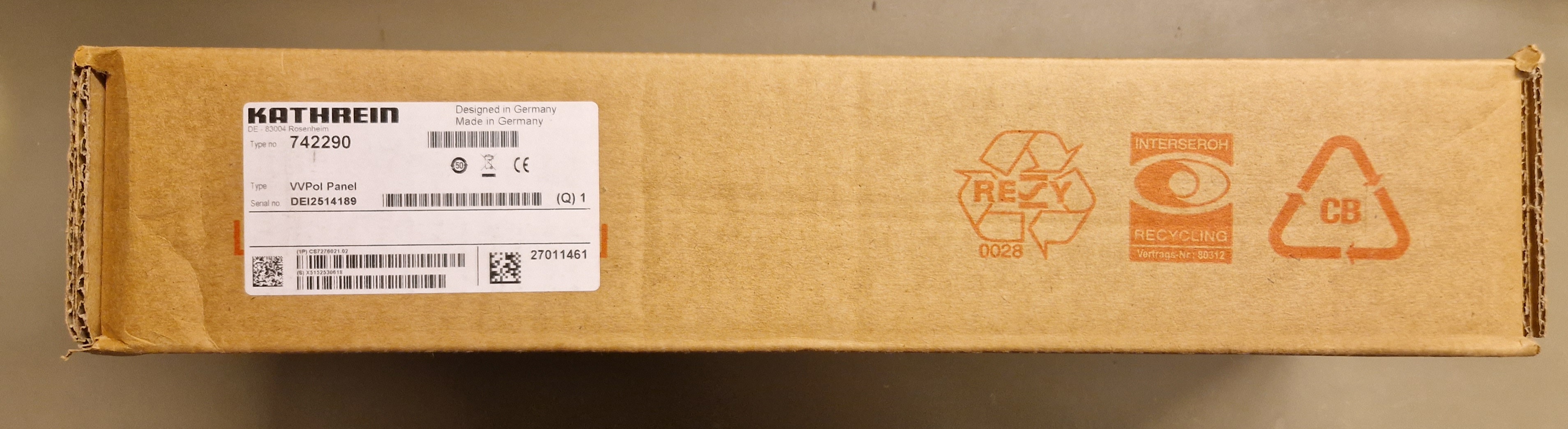 Kathrein 742290 Antenna VPol Panel 824-960/1710-2100 MHz 90deg 7dBi